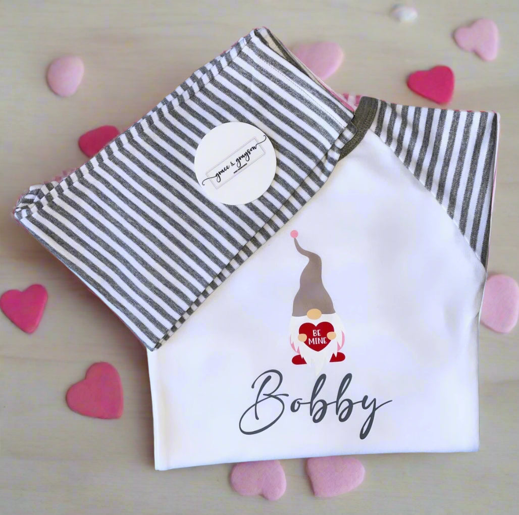 Personalised Be Mine Valentine Gnome Pyjamas
