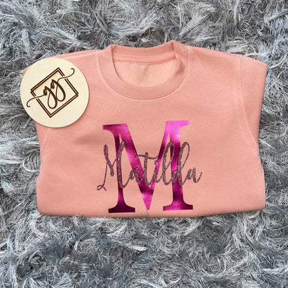 Personalised Dusty Pink Name & Initial Sweatshirt