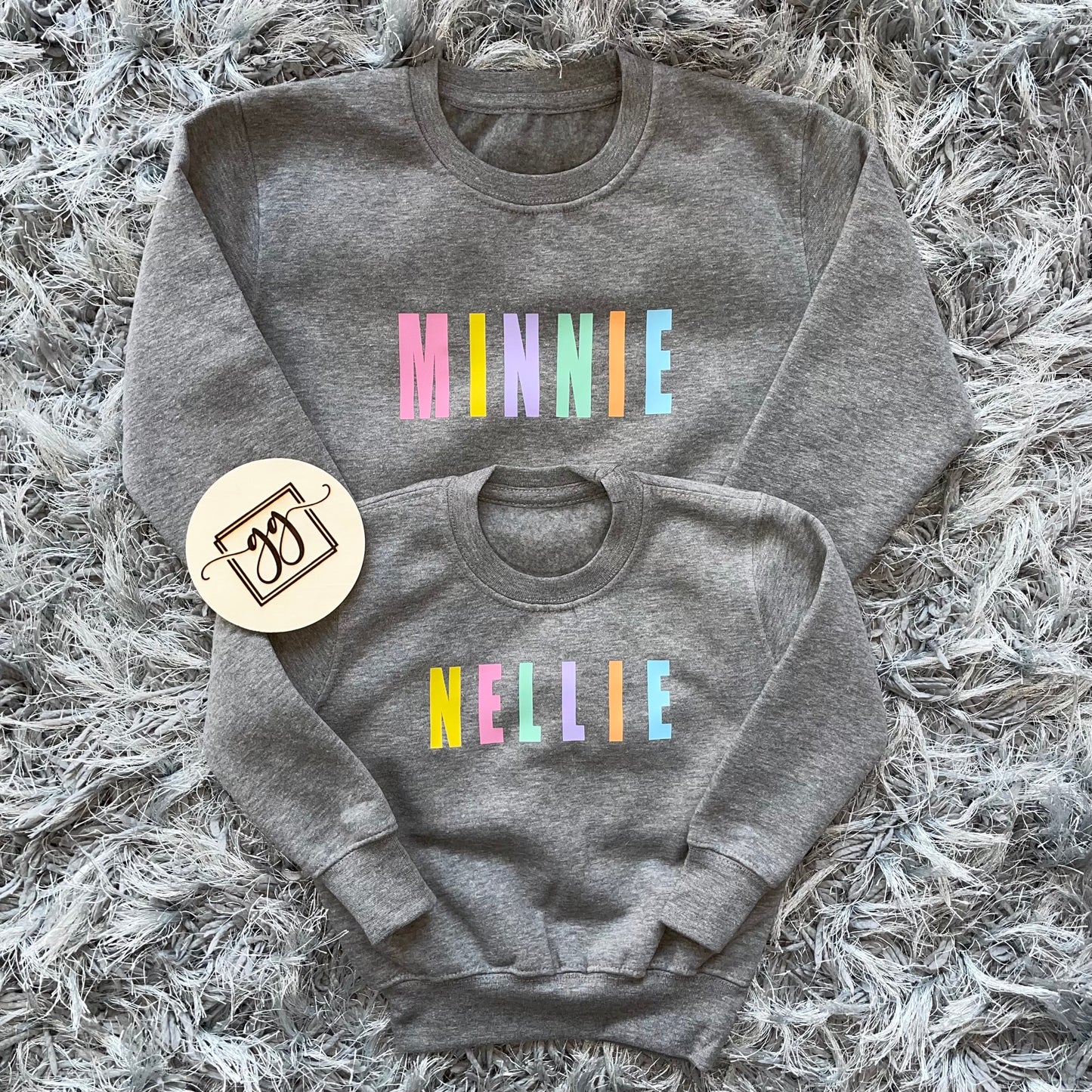 Grey Pastel Block Name Sweatshirt