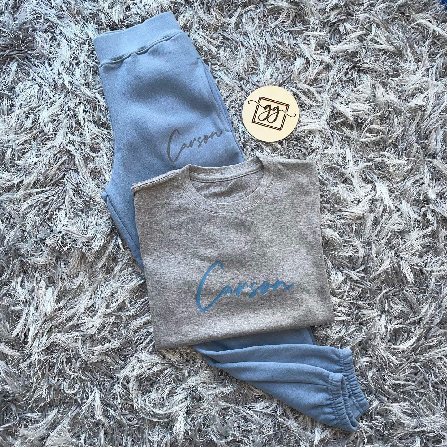Personalised Dusty Blue T-Shirt & Joggers