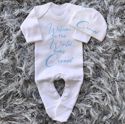 Welcome To The World Baby Grow Set
