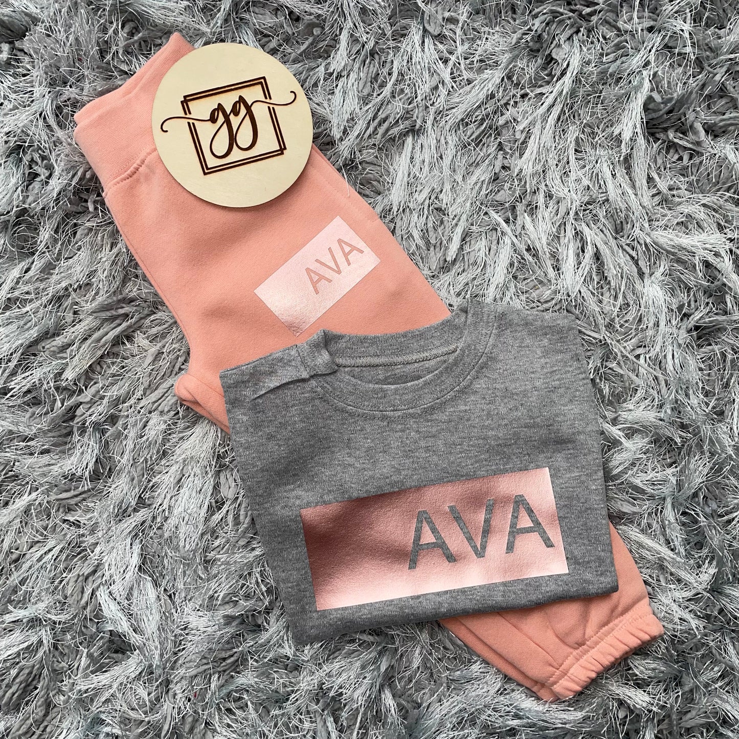 Personalised Dusty Pink Name Bar T-Shirt & Joggers