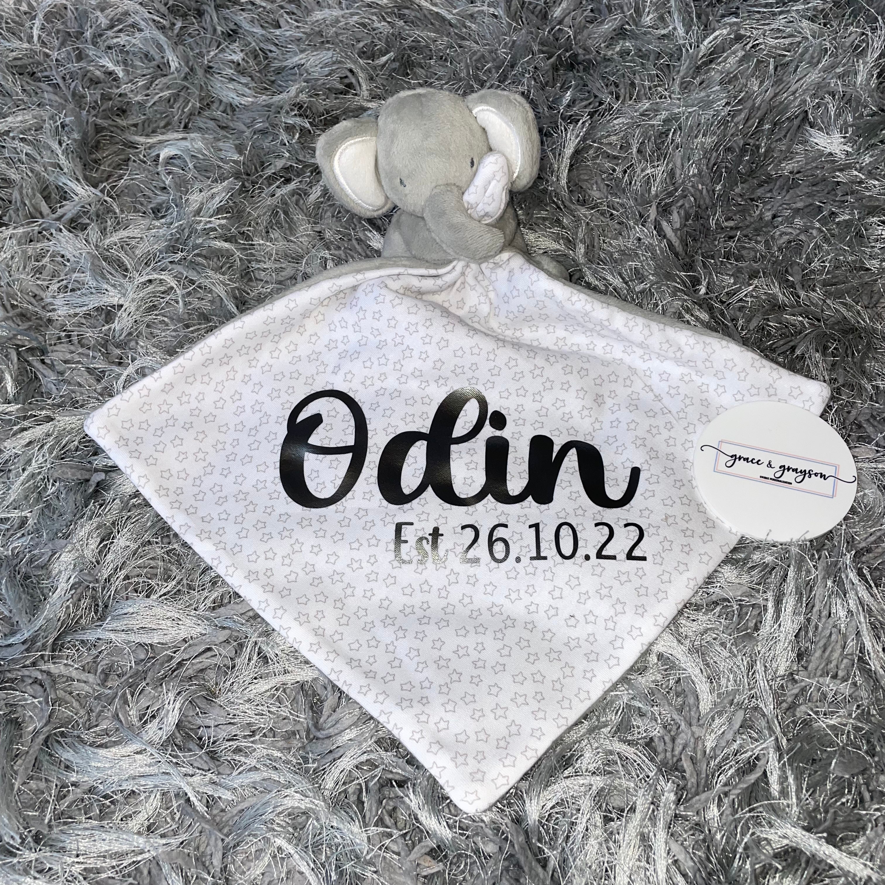 Personalised Grey Elephant Comforter