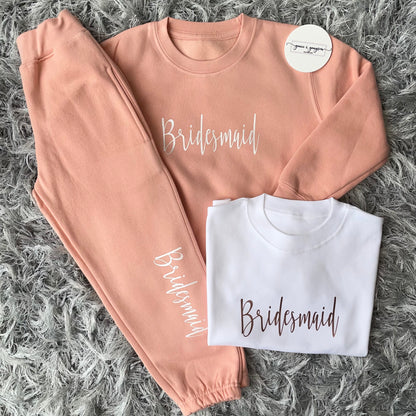 Personalised 3 Piece Bridesmaid Dusty Pink Tracksuit