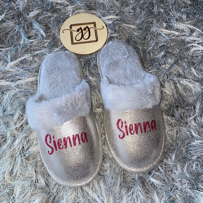 Personalised Silver Slippers