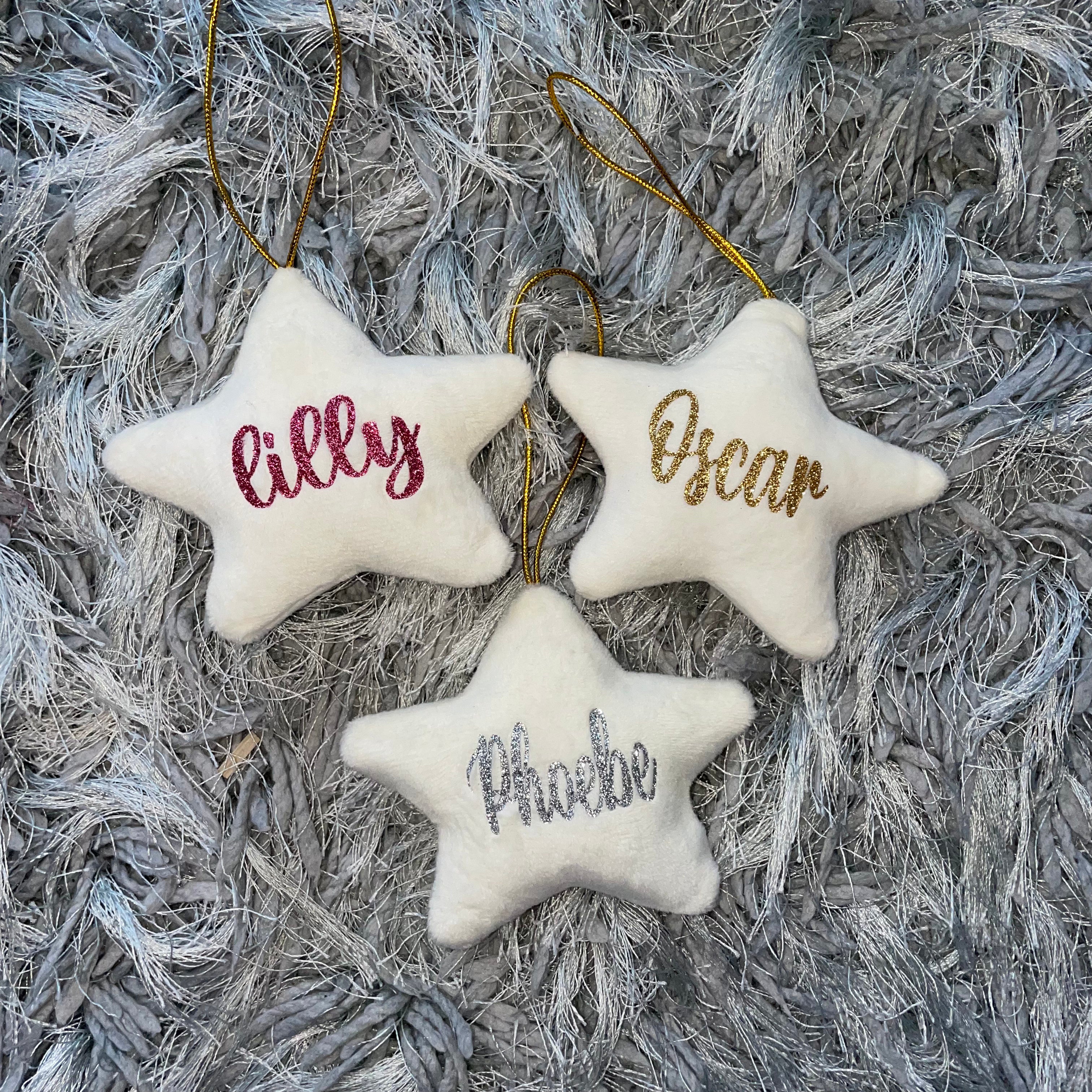 Personalised White/Ivory Christmas Star Tree Decoration