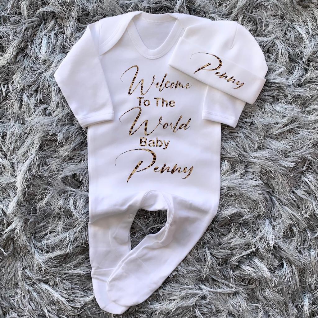Welcome To The World Baby Grow Set