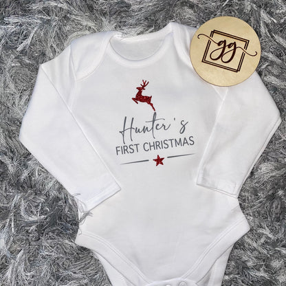 Personalised First Christmas Baby Vest