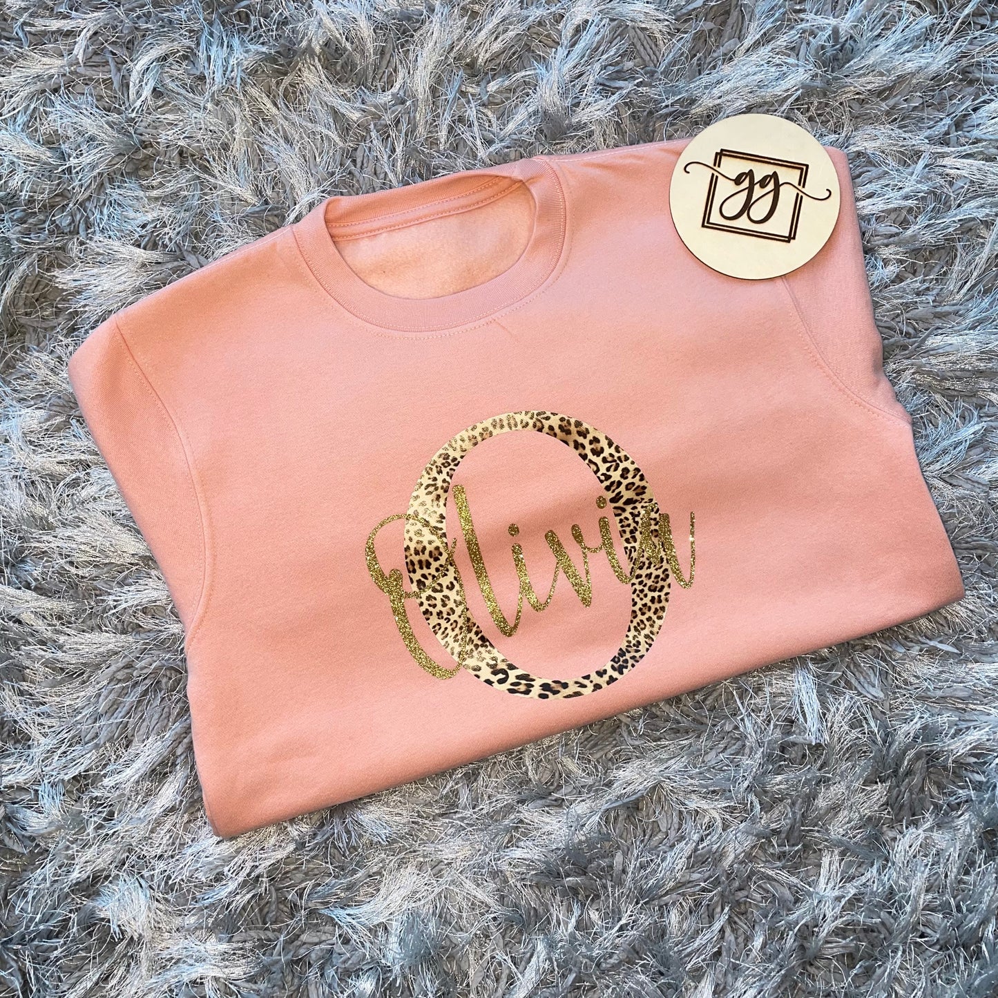 Personalised Dusty Pink Name & Initial Sweatshirt