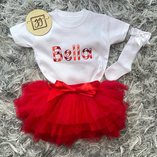 Personalised Christmas Candy Cane Tutu Set