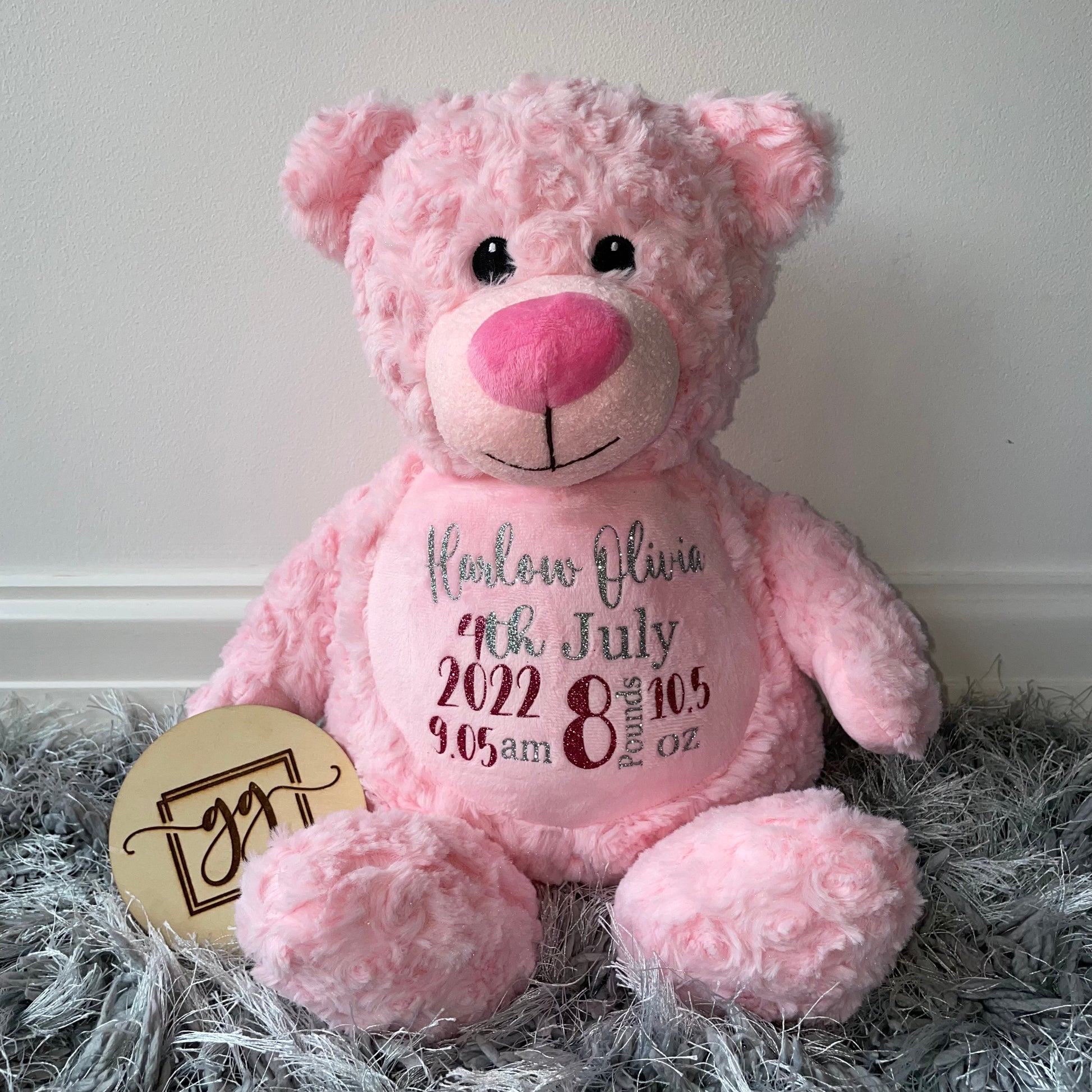 Teddy with birth details shop
