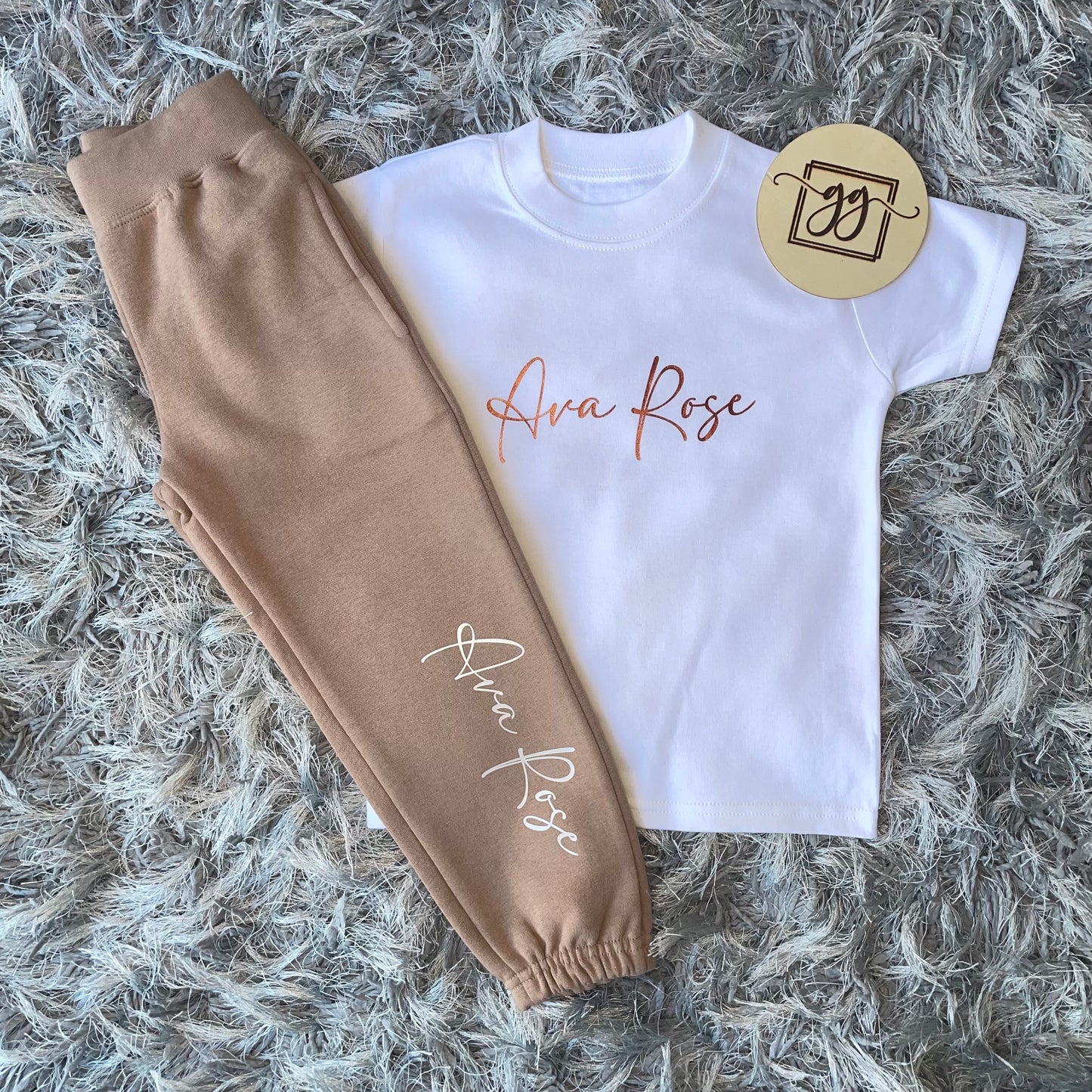Personalised Warm Taupe T-Shirt & Joggers
