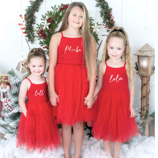 Personalised Red Christmas Tutu Dress