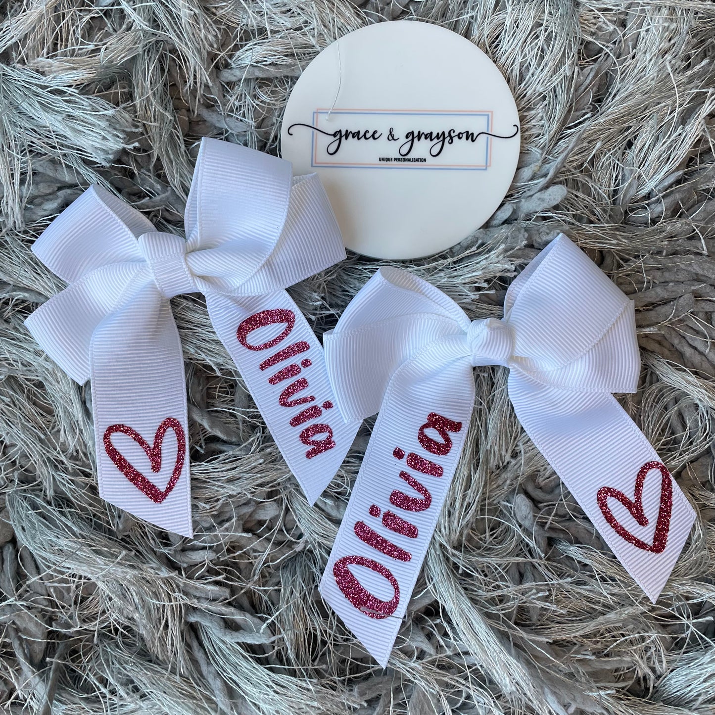 Personalised Heart Hair Bows
