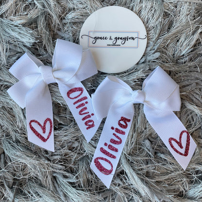 Personalised Heart Hair Bows