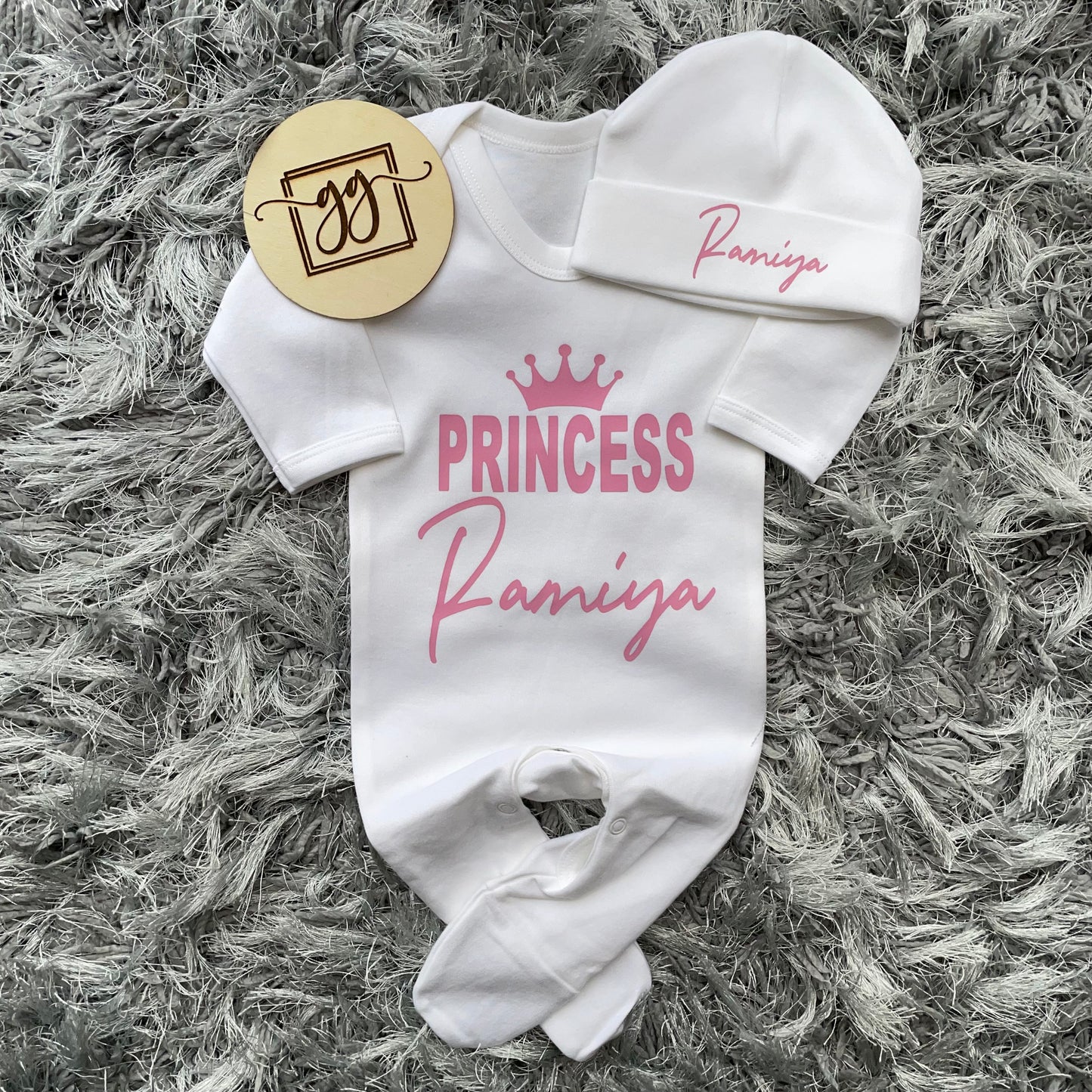 Personalised Princess Baby Grow Set