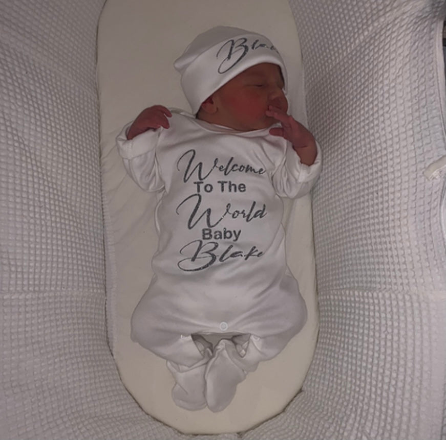 Welcome To The World Baby Grow Set